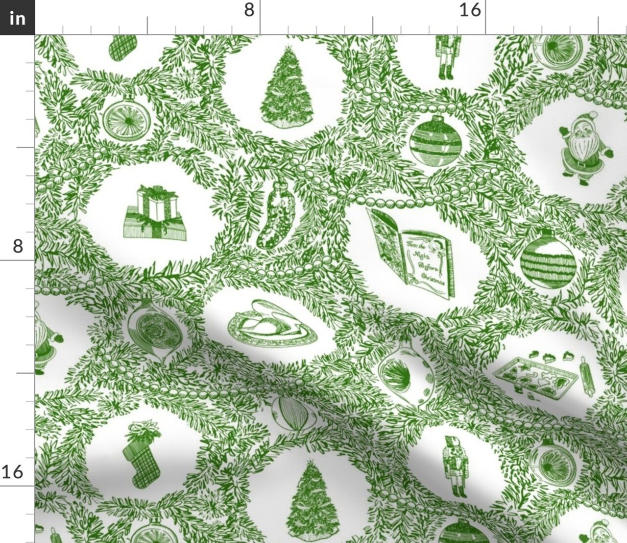 Traditional Classic Ornaments Holidays Christmas Tree Toile Nutcracker Evergreens Gifts Presents Christmas Gifts Classic Christmas Turkey Custom Printed Fabric by Spoonflower Various Fabrics by the Yard or Fat Quarter